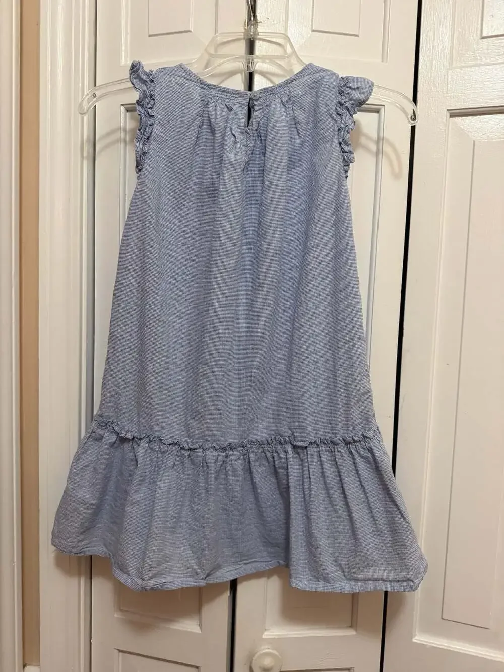 OshKosh B'gosh Girls Blue Gingham Smocked Tiered Ruffle Dress